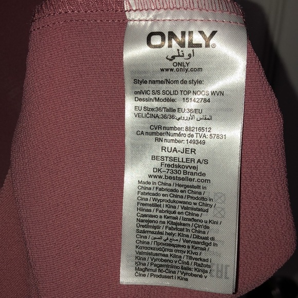 ONLY mauve shirt sleeve blouse zipper back size s - Picture 6 of 6